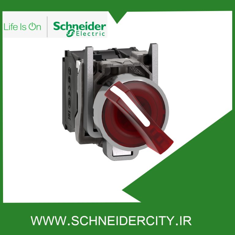 سلکتور سوئیچ فلزی قرمز دوحالته با ولتاژ 230تا240 ولتAC اشنایدر XB4BK124M5