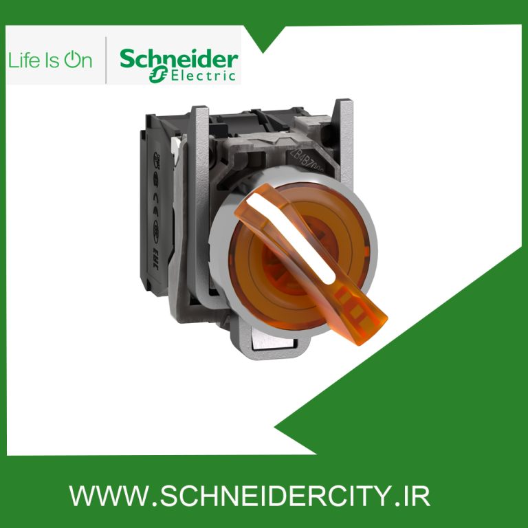 سلکتور سوئیچ فلزی نارنجی دوحالته باولتاژ 230تا240ولتAC اشنایدرXB4BK125M5
