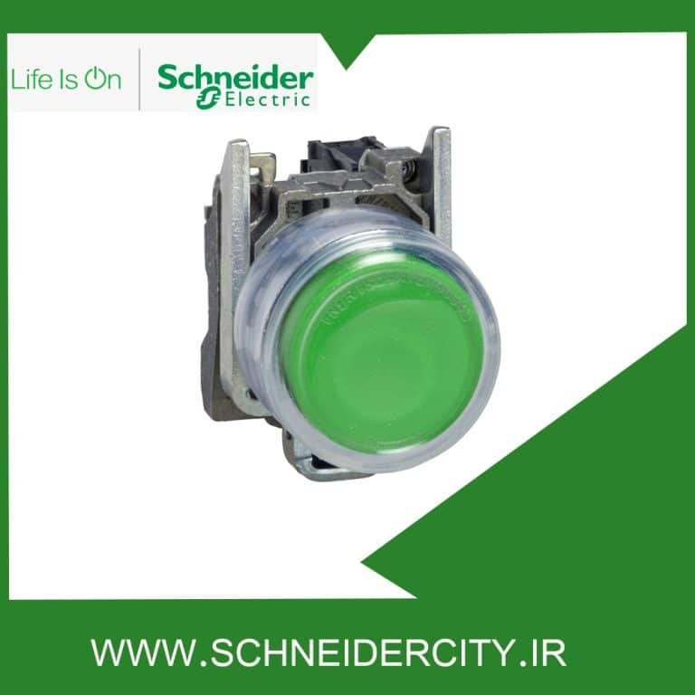 پوش باتن فلزی سبز با پوشش محافظ اشنایدرXB4BP31