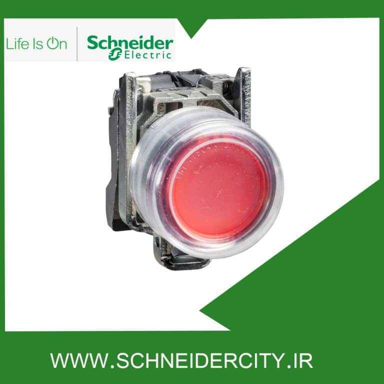 پوش باتن فلزی قرمز با پوشش محافظ اشنایدرXB4BP42