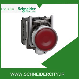 پوش باتن فلزی قرمز 24ولت ACوDC اشنایدرXB4BW34B5
